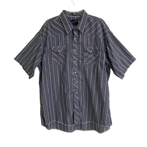 Vintage Wrangler Short Sleeve Pearl Snap Mens 2XL Western Plaid Shirt Dress READ - Picture 1 of 10